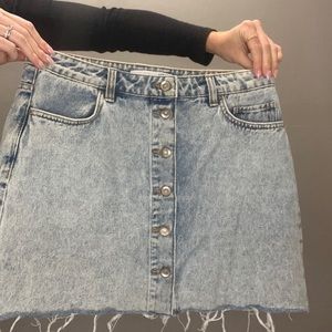 Zara button front denim mini skirt
